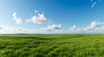 Obraz premium Green Meadow under Blue Sky