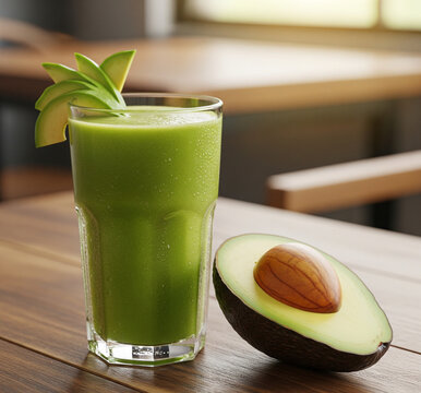 fresh avocado juice on the table