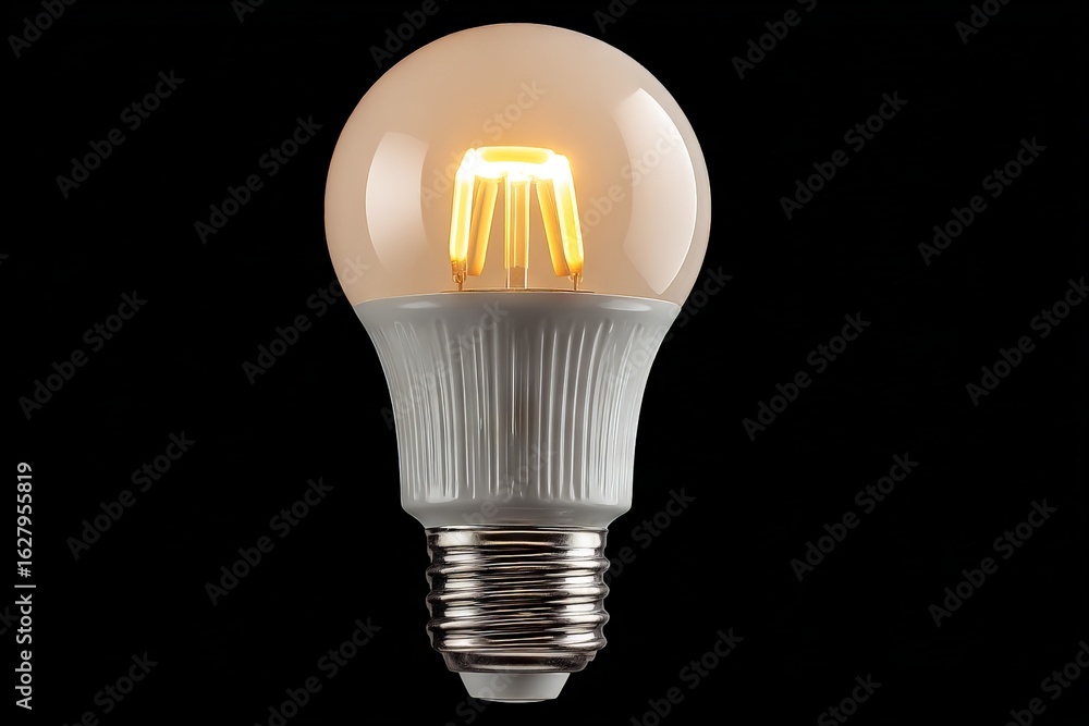 Poster elegant led light bulb illuminating a dark background in a modern setting with warm tones