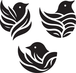 A bird illustration with a bold black silhouette 