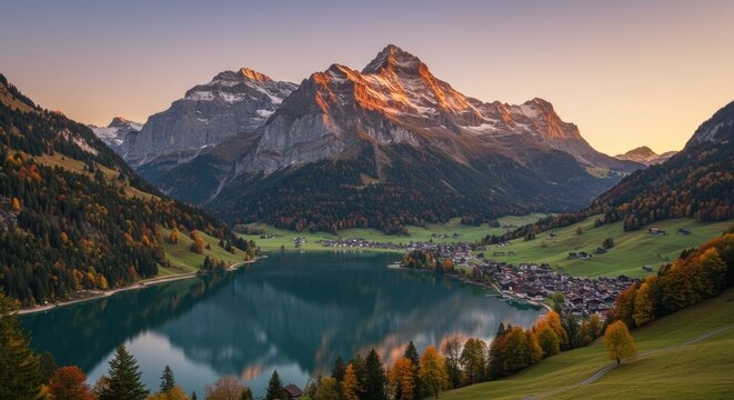 Mountain Lake Sunrise Panorama