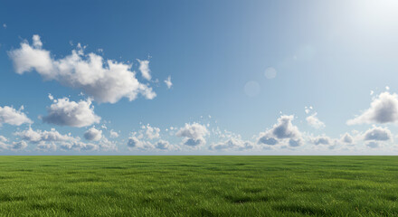 Obraz premium Green Meadow under Blue Sky