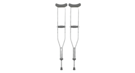 Pair of crutches for injury or disability support isolated PNG with Transparent Background
