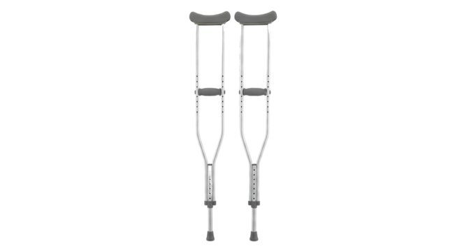Pair of crutches for injury or disability support isolated PNG with Transparent Background