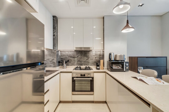 Inviting vacation rental apartment with fully furnished, contemporary interiors. Vacation rental collection or series.