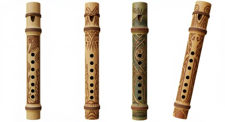 Fototapeta premium Handmade bamboo flutes display