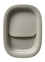 Obraz premium Top view of a closed light gray plastic airplane window shade on transparent background.
