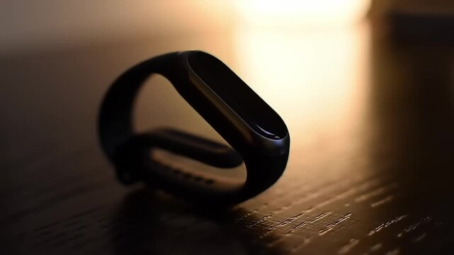 Fitness Tracker on Dark Wood.
