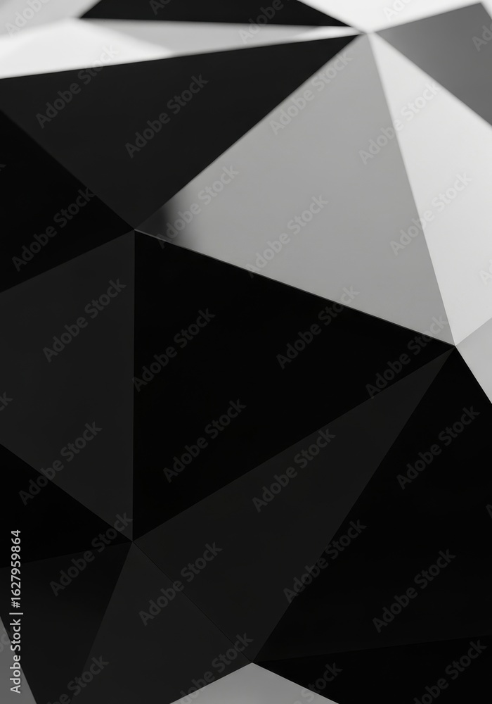 Poster abstract black geometric pattern - close-up view of a dark geometric shape with sharp angles and ref