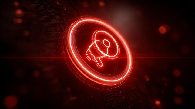 A striking red alert symbol on a dark, textured background, evoking urgency and attention.