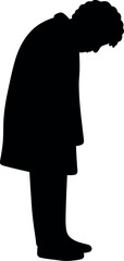 Silhouette of a person with head bowed conveying sadness or contemplation