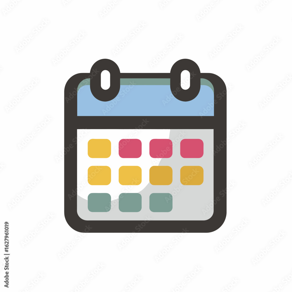 Poster colorful calendar icon with pastel blocks representing dates and events, concept for schedule manage