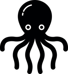 Cute black octopus cartoon illustration