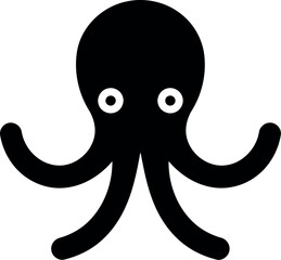 Cute black octopus icon vector