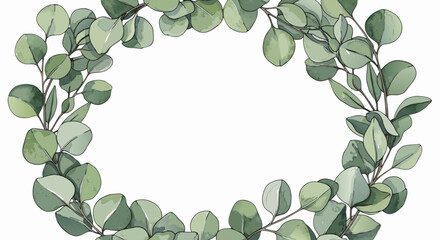 Fototapeta premium Minimalist Vector SVG Illustration of Eucalyptus Leaves with Green Flat Design Style for Digital and Branding Applications
