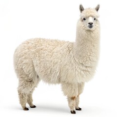 Fototapeta premium White Llama Standing Isolated on White Background