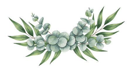 Minimalist Botanical Vector SVG Illustration with Eucalyptus Leaves in Green Flat Style for Floral Design