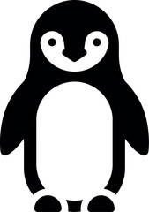 Cute penguin icon simple black and white vector art