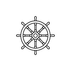 Obraz premium A ship's helm, black line art, white background.