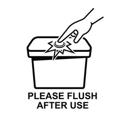 Please flush after use icon isolated on white background vector illustration.