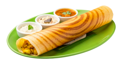delicious masala dosa with sambar and chutney south indian cuisine