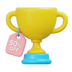 Award trophy promoting half price deals