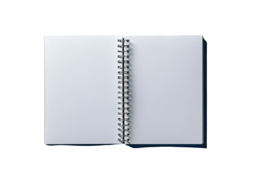 Open spiral-bound notebook, blank pages