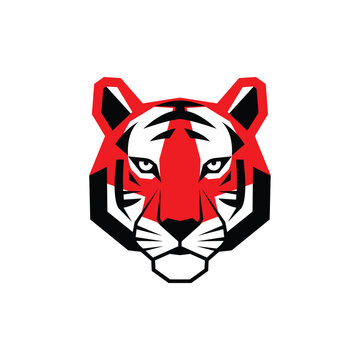 Head Tiger Animal Geometric Modern Design Template Logo