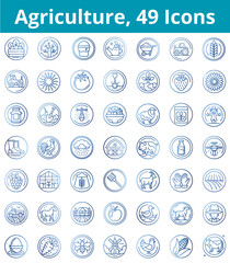 Agriculture icons set in linear style with farming elements