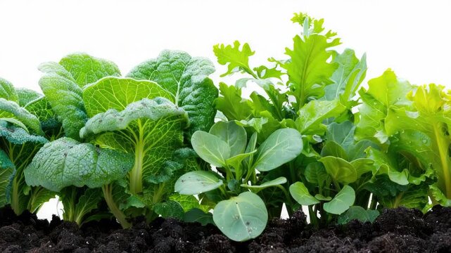 Fresh lettuce plants growing in soil, ideal for food or garden photoshoots
