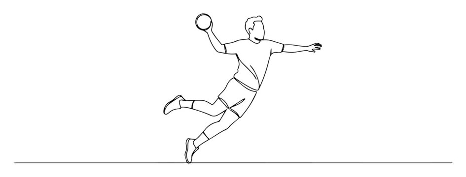 handball player throw vector line art