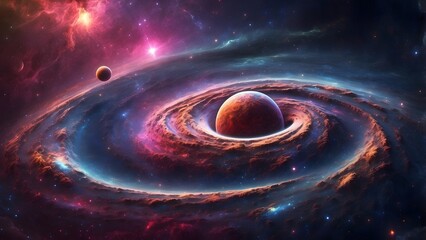 A swirling galaxy surrounded by glowing cosmic dust. Cinematic theme, HDR, Vibrant