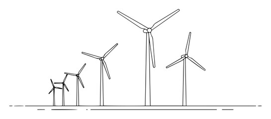 wind turbine farm renewable energy vector line art © Wieslaw