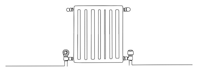 single one line drawing of a modern central heating radiator icon