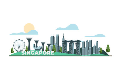 Obraz premium Singapore city travel illustration