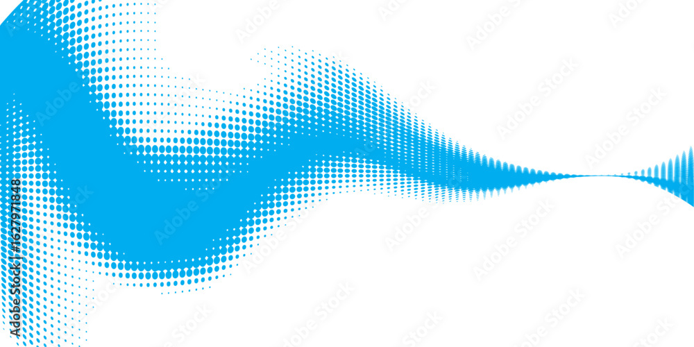 Poster blue halftone abstract png with glitch texture and digital tech grid effect.