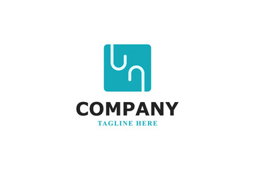 letters u and n inside square minimal logo