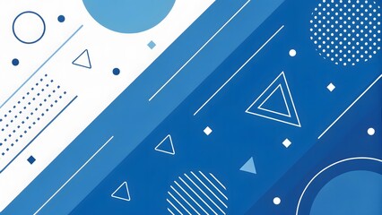 Abstract Geometric Composition with Blue and White Shapes Background