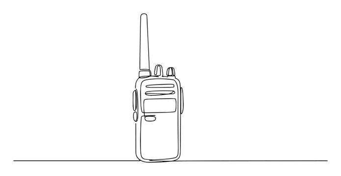 continuous one line drawing of a walkie talkie radio