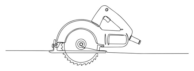 continuous line cutoff circular saw vector illustration