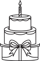 Cake icon. line art drawing style.