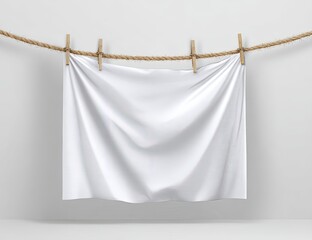 White fabric draped on a clothesline