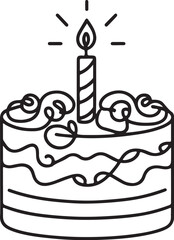 Cake icon. line art drawing style.