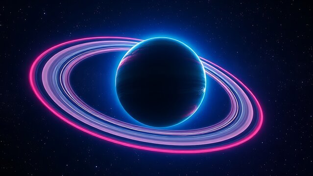A colorful planet with glowing rings floating in deep space, evoking cosmic wonder and mystery.