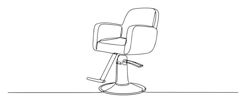 single one line drawing of a professional barber and salon chair vector