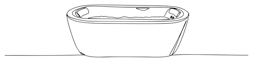 oval whirlpool bath tub line illustration vector monoline outline
