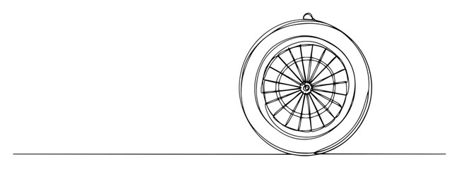 single one line drawing of a round dartboard for darts sport game vector design