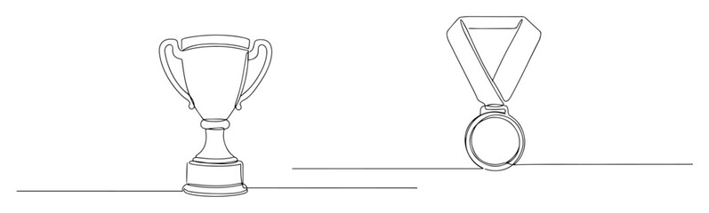 trophy and medal awards illustration vector