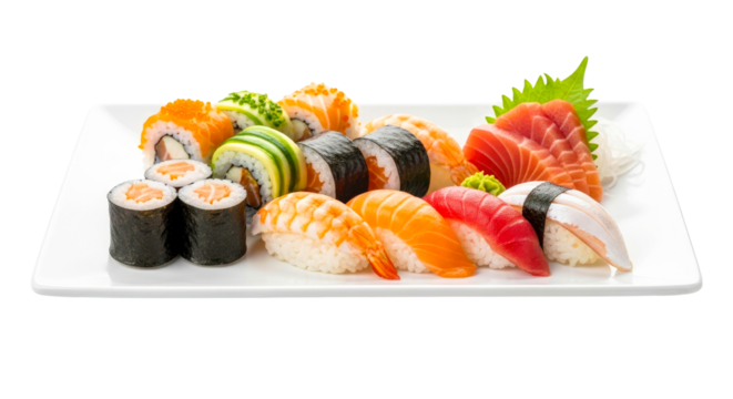 delicious sushi platter assorted rolls sashimi for restaurant menus