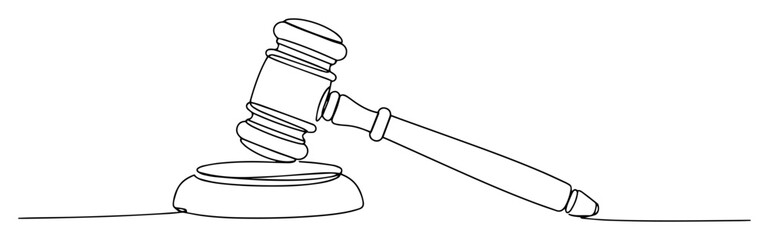 judge gavel law justice hammer court icon vector monoline outline